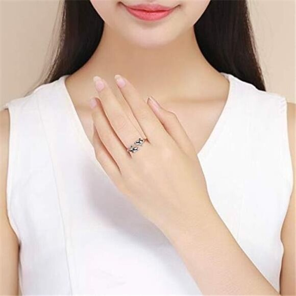 Adjustable Dolphin Open Ring Zircon Finger Diamante CZ Crystal for Women - Picture 4 of 8